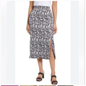 NWT Halogen Nordstrom White and Black Paint Drip Skirt medium